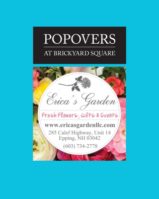 Popovers and Erica's Garden logos on color coded background