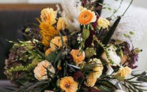 A Moody Halloween Arrangement in a black Oslo Vase